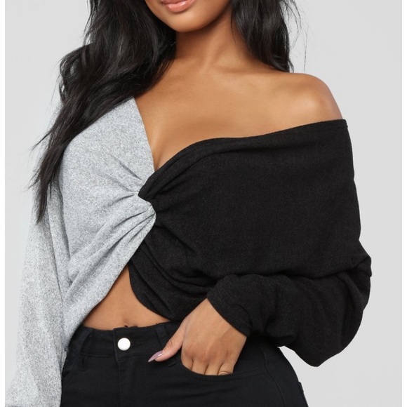 Fashion Nova Sweaters - Fashion nova half black half grey sweater